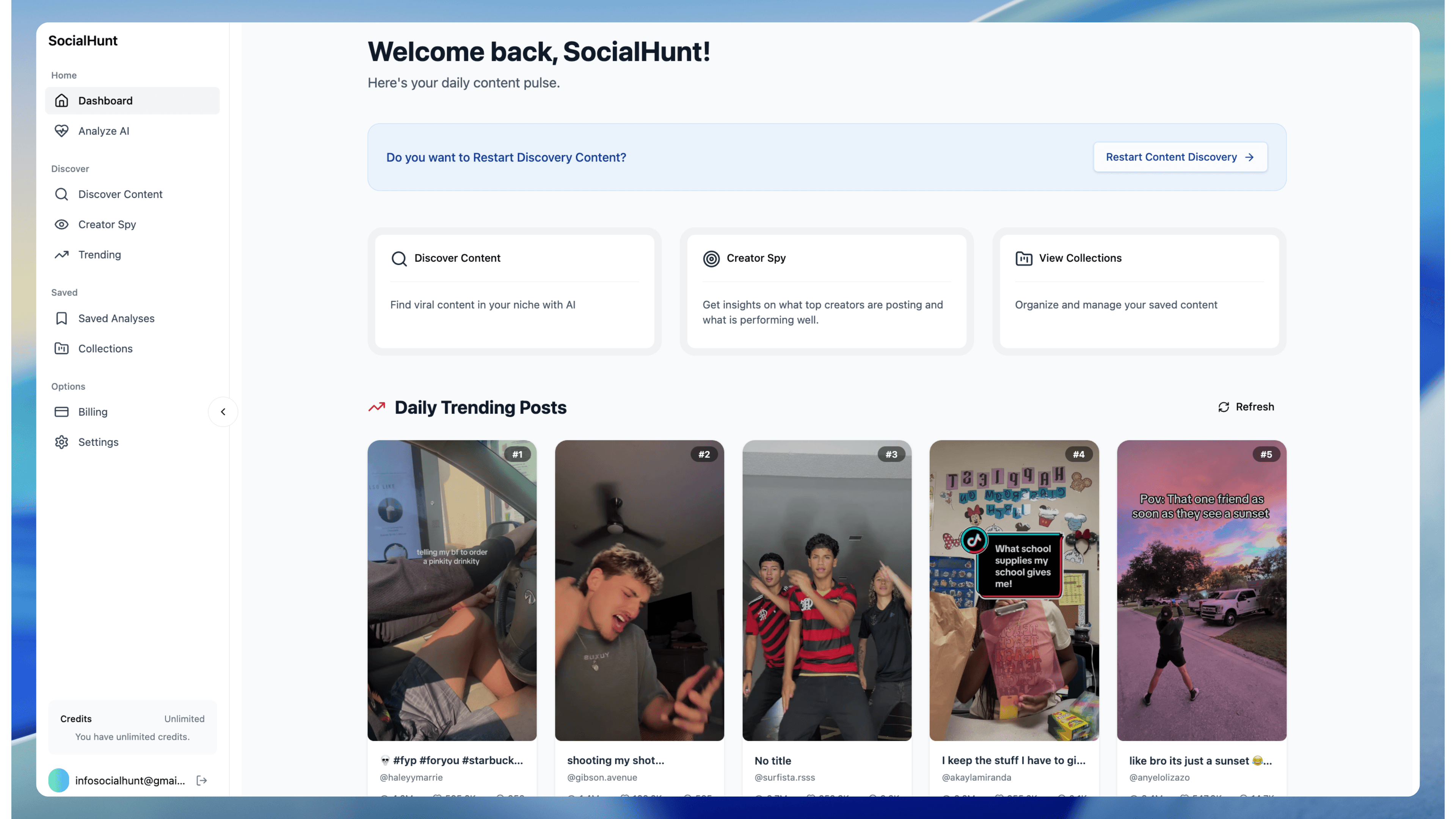 SocialHunt Dashboard